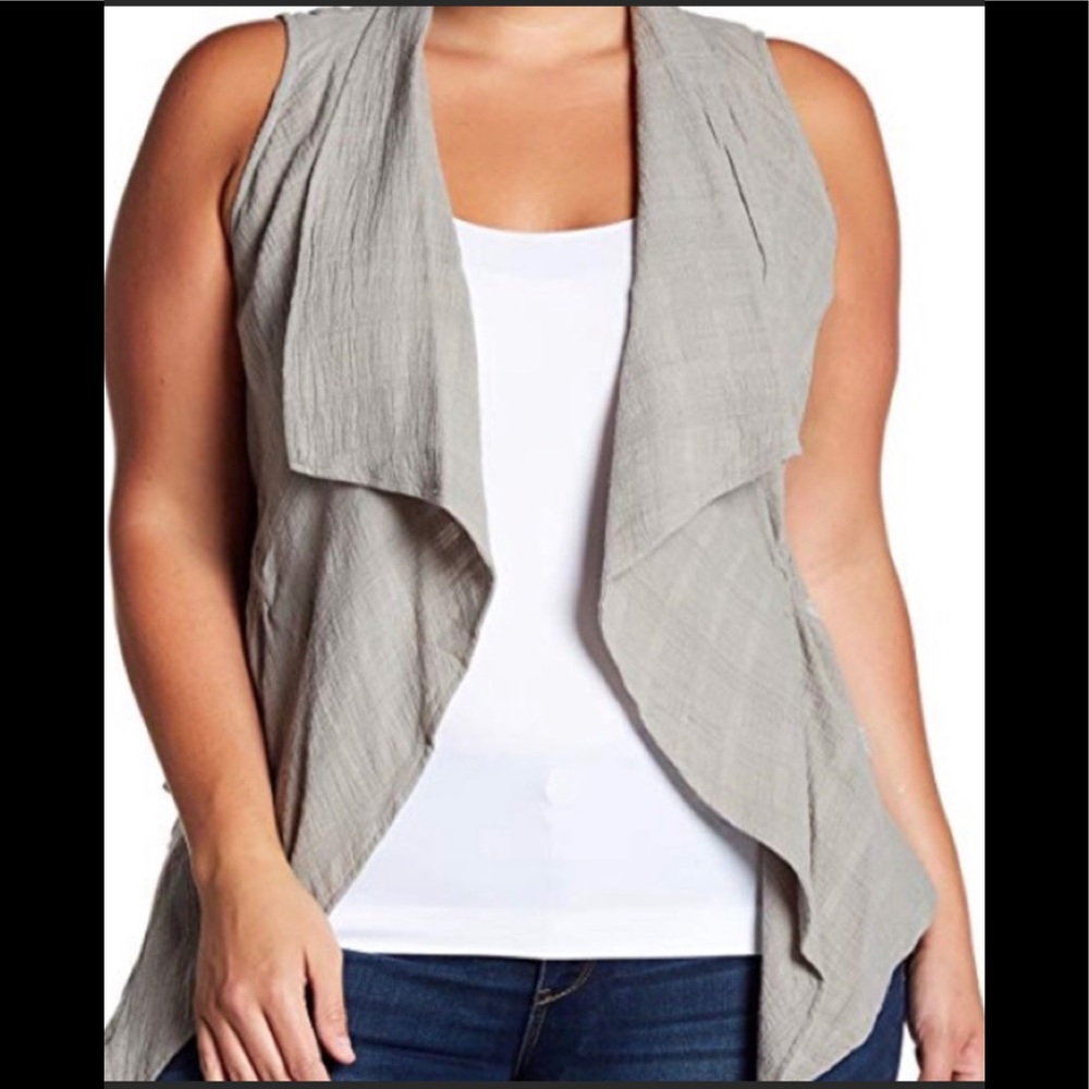 Democracy Gauzy Linen Open front Draped Vest